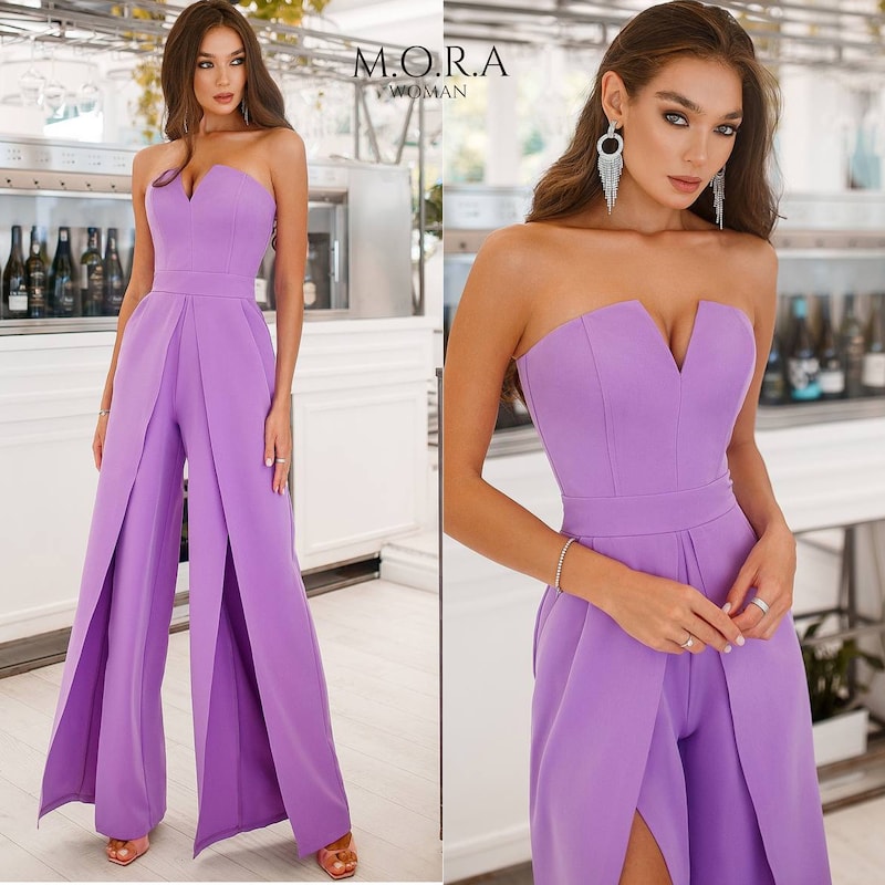Purple Embroidery Jumpsuit