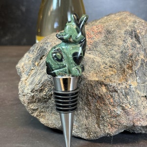 Wolf natural stone Wine Bottle Stopper wedding gift client gift wine lover stocking stuffer