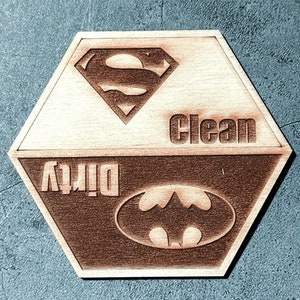 Dishwasher Magnet Clean/Dirty super hero clean super dude dirty bat