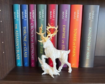 White stag golden antlers throne of glass terrasen inspired aelin galithenious bookshelf decor 3d printed