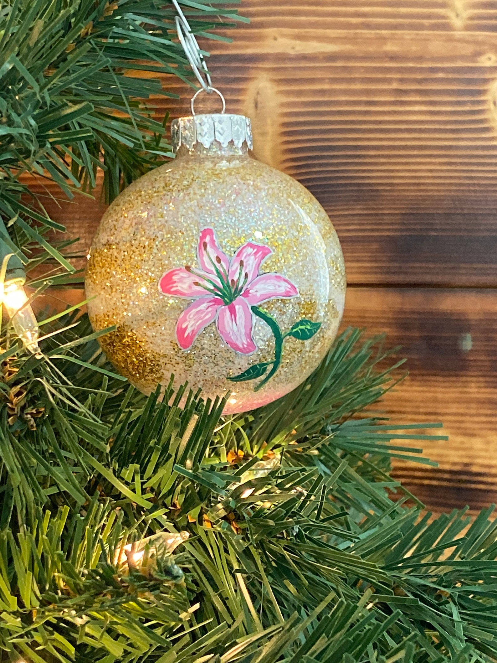 Lily Flower Painted Christmas Ornament Etsy