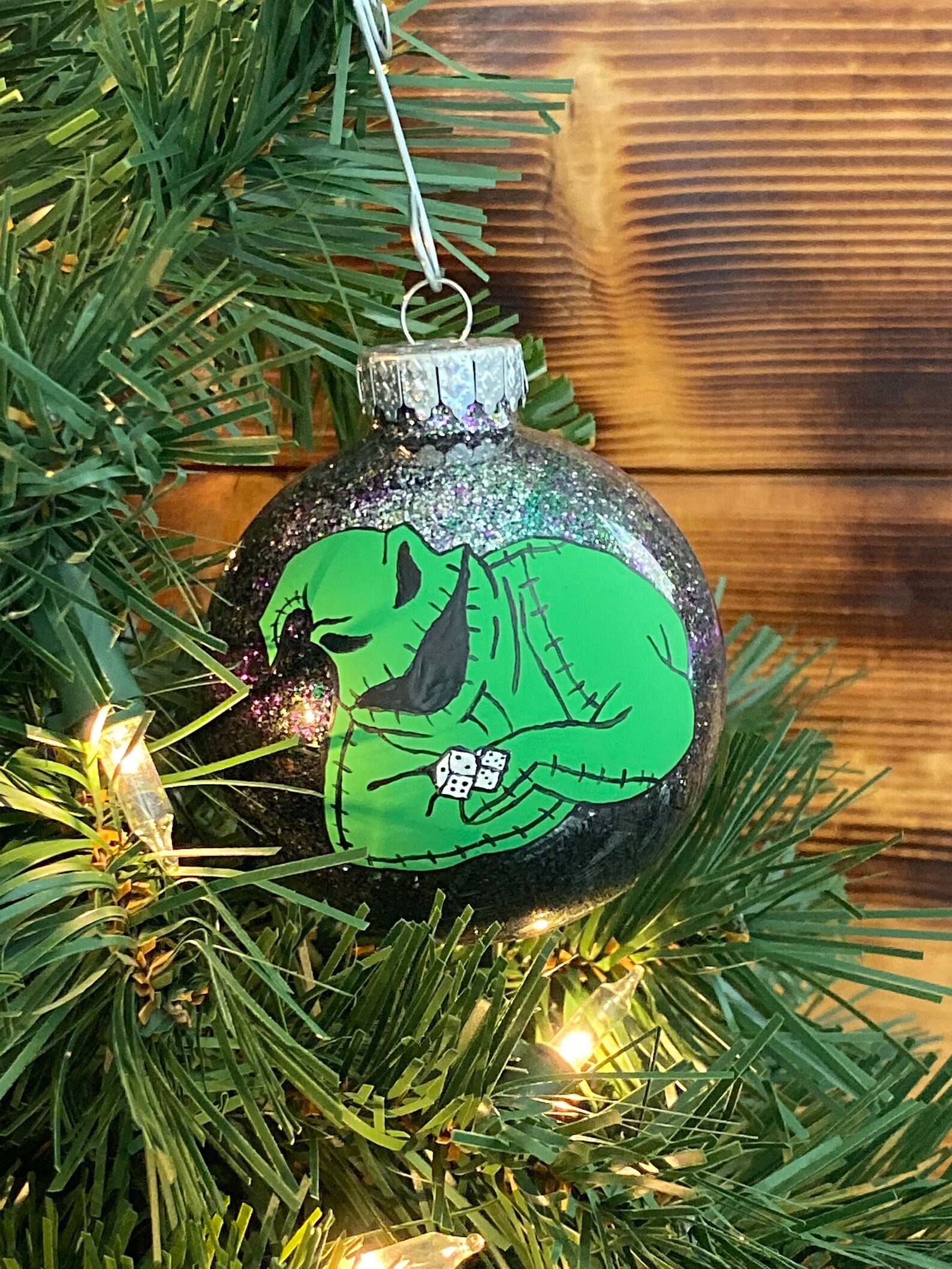 Nightmare Before Christmas Inspired Painted Glitter Ornaments Etsy