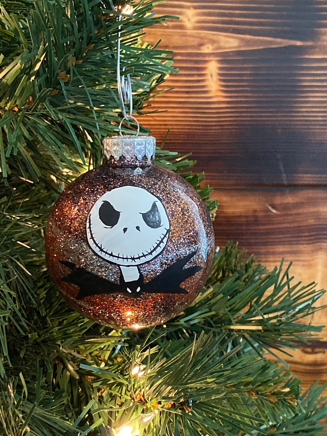 Nightmare Before Christmas Inspired Painted Glitter Ornaments Etsy