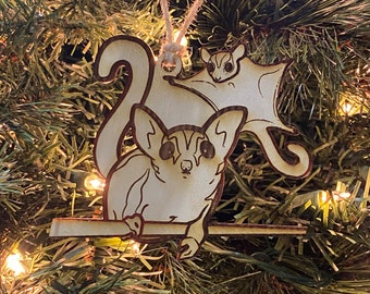 Adorno navideño personalizado de mascota exótica Sugar Glider Pocket Pets