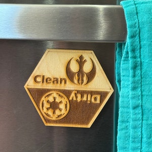 clean dirty dishwasher magnet funny gifts for brother, evil empire rebel alliance pop culture magnet, movie gifts for men, bachelor pad