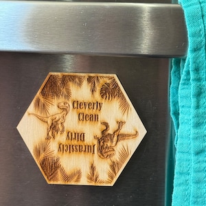 Dishwasher Magnet Clean/Dirty dinosaur jurassicly dirty cleverly clean raptor Rex