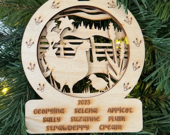 Adorno de pollo Adorno de madera personalizado Chickmas