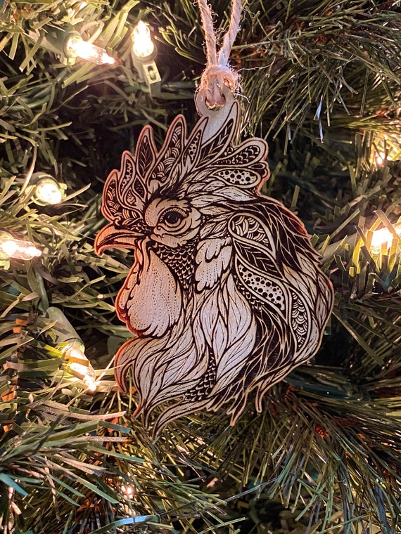 chicken ornament wood, chicken mom gift, chicken Christmas ornament handmade, chicken gifts for her, rooster decor for kitchen, best sellers