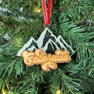 Colorado Mountain wood and acrylic  ornament