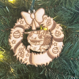Leopard Gecko Pet Christmas wreath Ornament personalized 2 layer