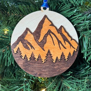 Mountain Christmas Ornament Wood