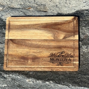 Custom Engraved Acacia Cutting Board gift for wedding or anniversary