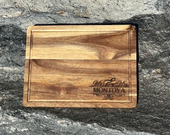 Custom Engraved Acacia Cutting Board gift for wedding or anniversary