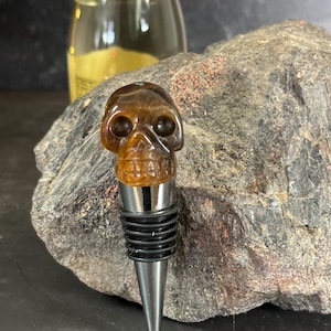 Skull natural stone Wine Bottle Stopper wedding gift client gift wine lover stocking stuffer