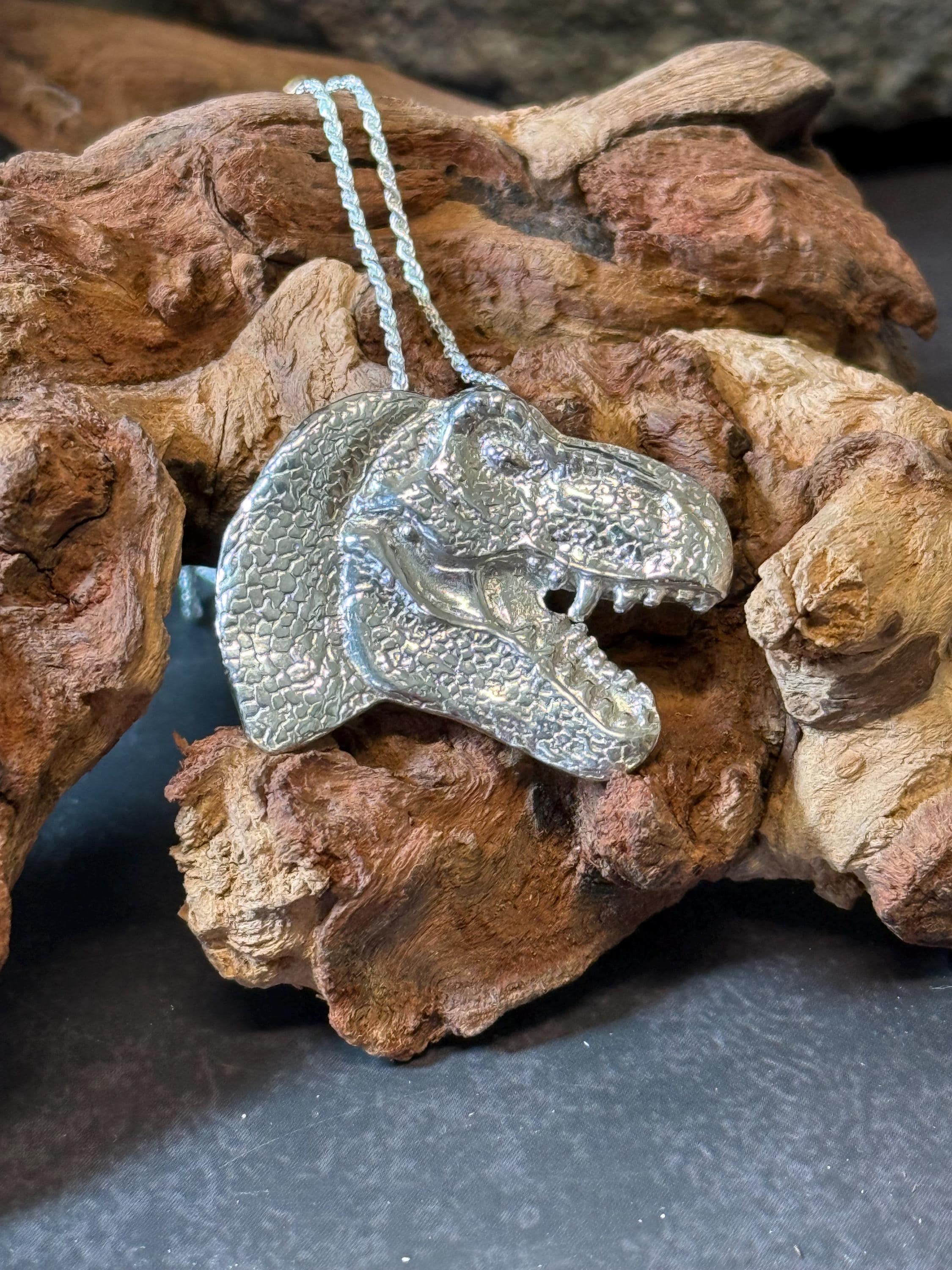 Tyrannosaurus Rex T. Rex Dinosaur Fine Silver Necklace Gift for