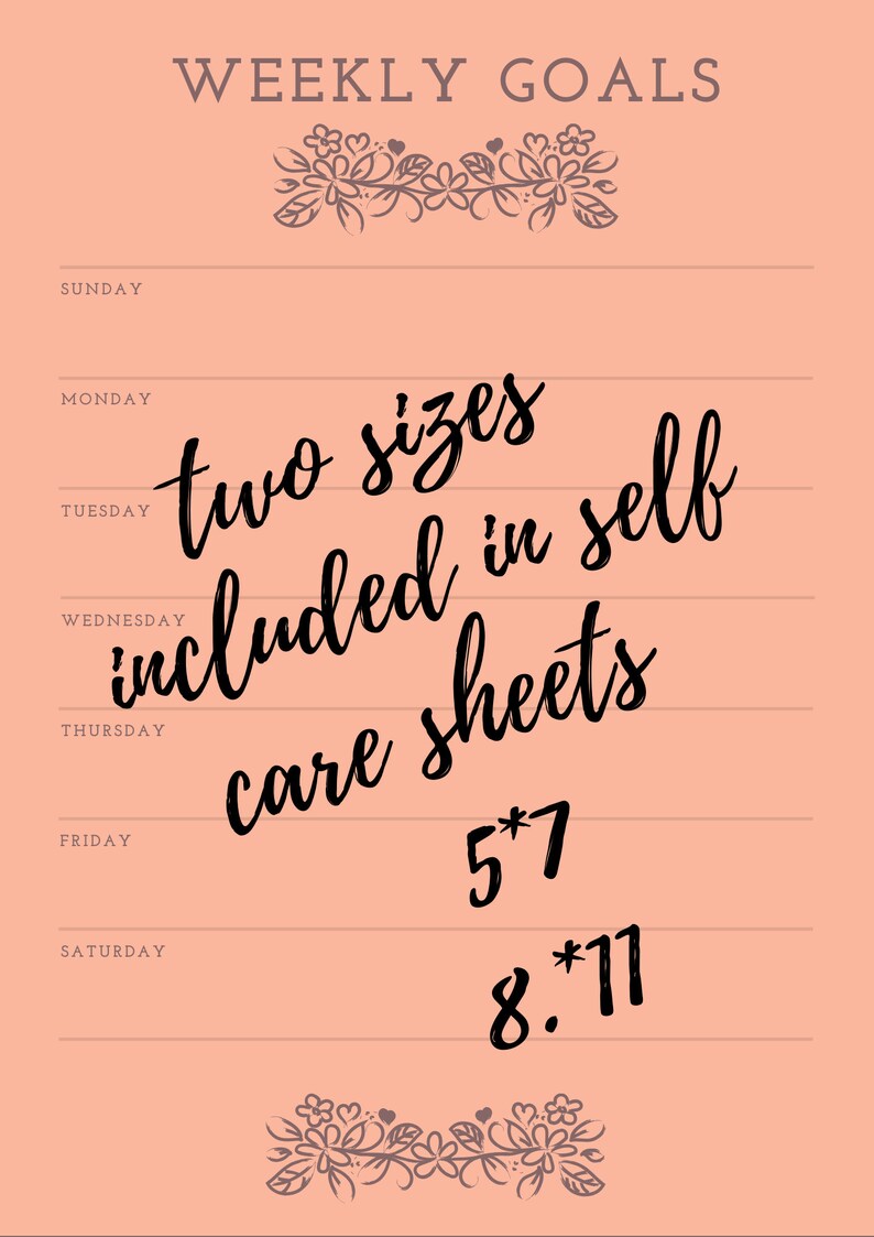 Self Care Goal Sheet Etsy