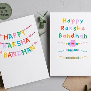 4 Raksha Bandhan Cards Printable Instant Download Raksha - Etsy