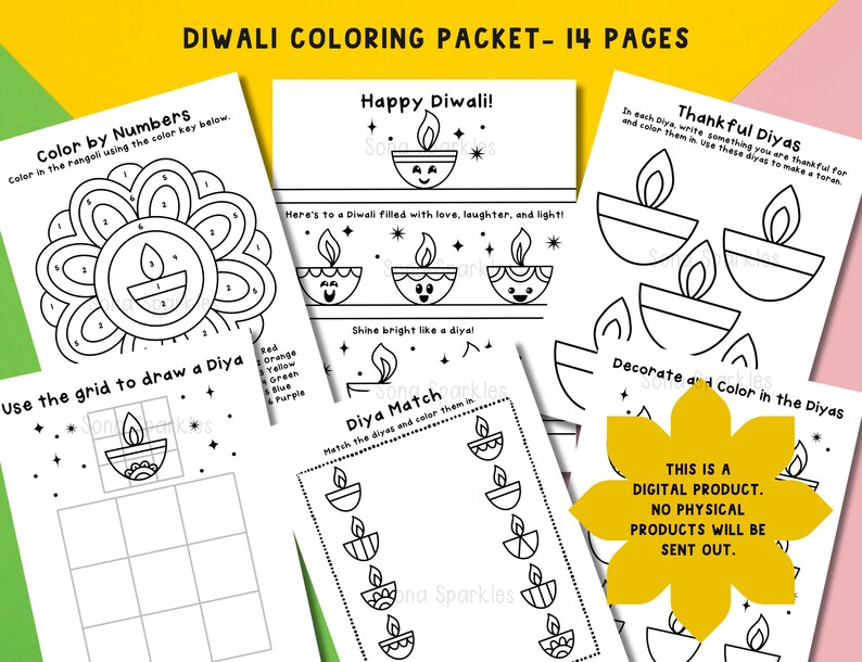 Diwali Coloring Packet Diwali Coloring Pages Diwali Coloring Sheets ...