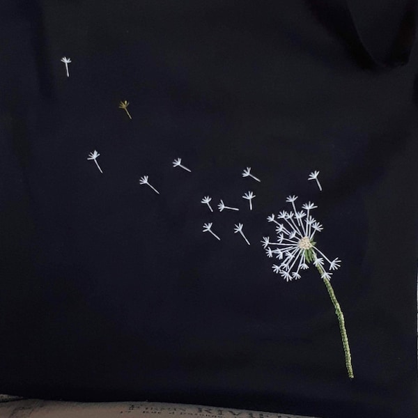 Kit de broderie de sac fourre-tout pissenlit