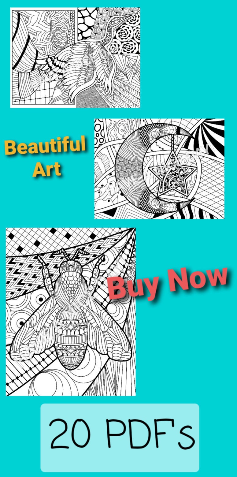 20 Beautiful Digital Coloring Pages | Etsy