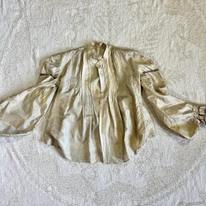 Antique Victorian Ecru Silk Blouse with Lace Pleats Voluminous Sleeves AS IS Wounded Bird