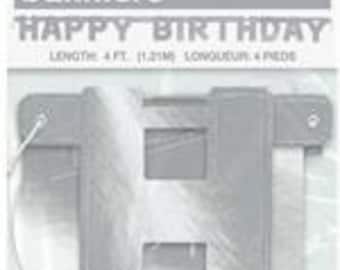 Unique Birthday Jointed Banner, 4ft Silver