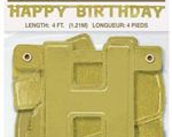 Unique Birthday Jointed Banner, 4ft Gold