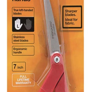 Tijeras Fiskars Premier de 7" dobladas, color rojo, para zurdos