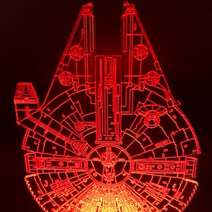 Millennium Falcon LED Lamp: Star Wars Acrylic Laser Cut Night Light