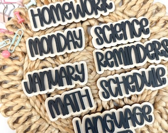 Layered Wood Acrylic Classroom Magnets, Custom Teacher Whiteboard Organization Accessories