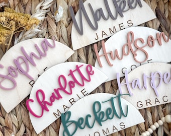Personalized Wooden Baby Name Sign Arch Nursery Name Plaque Custom Wall Decor