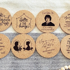 Outlander Coasters - Outlander Fan Gift - Outlander Gift Set - Outlander Gift - Custom Engraved Cork Coaster - Cork coaster