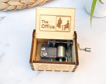 The Office Wooden Hand Crank Music Box Engraved TV Show Gift