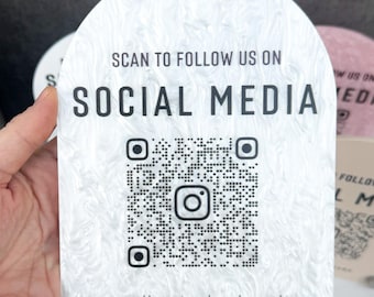Custom Arch QR Code Sign, Social Media Display, Business Tabletop Decor