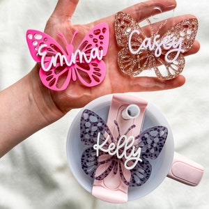 Butterfly Stanley Lid Tag: Personalized Acrylic Name Plate
