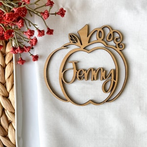 Laser Cut Wood Pumpkin Place Card: Custom Thanksgiving Table Decor