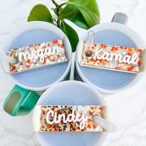 Fall Leaves Stanley Tumbler Name Plate: Personalized Acrylic Lid Tag