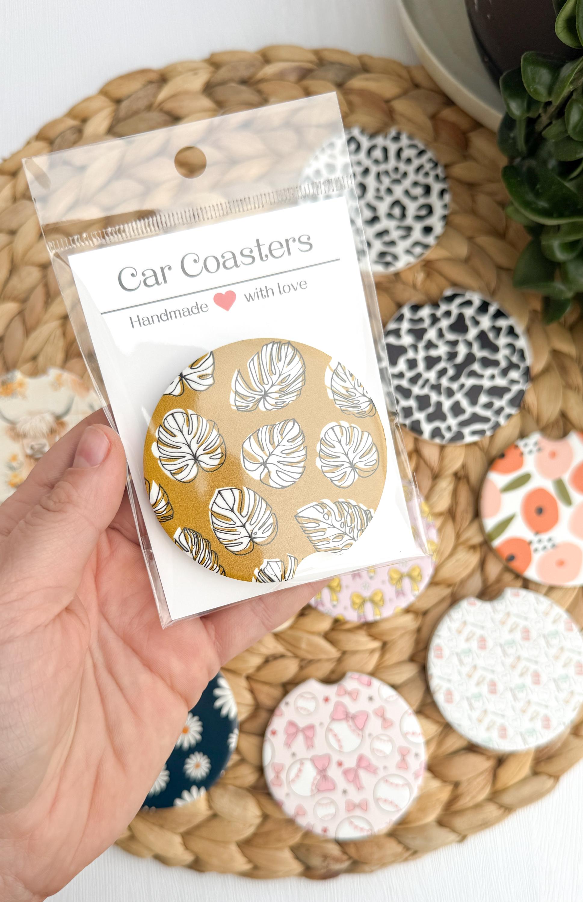 Ceramic Car Coasters | Car Accessories Set of 2 | Car Coasters | Trendy ...