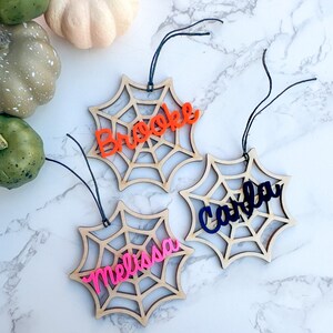 Personalized Halloween Spider Web Tag: Custom Trick Or Treat Basket Name