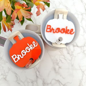 Personalized Pumpkin Stanley Tumbler Tag: Fall Acrylic Name Plate