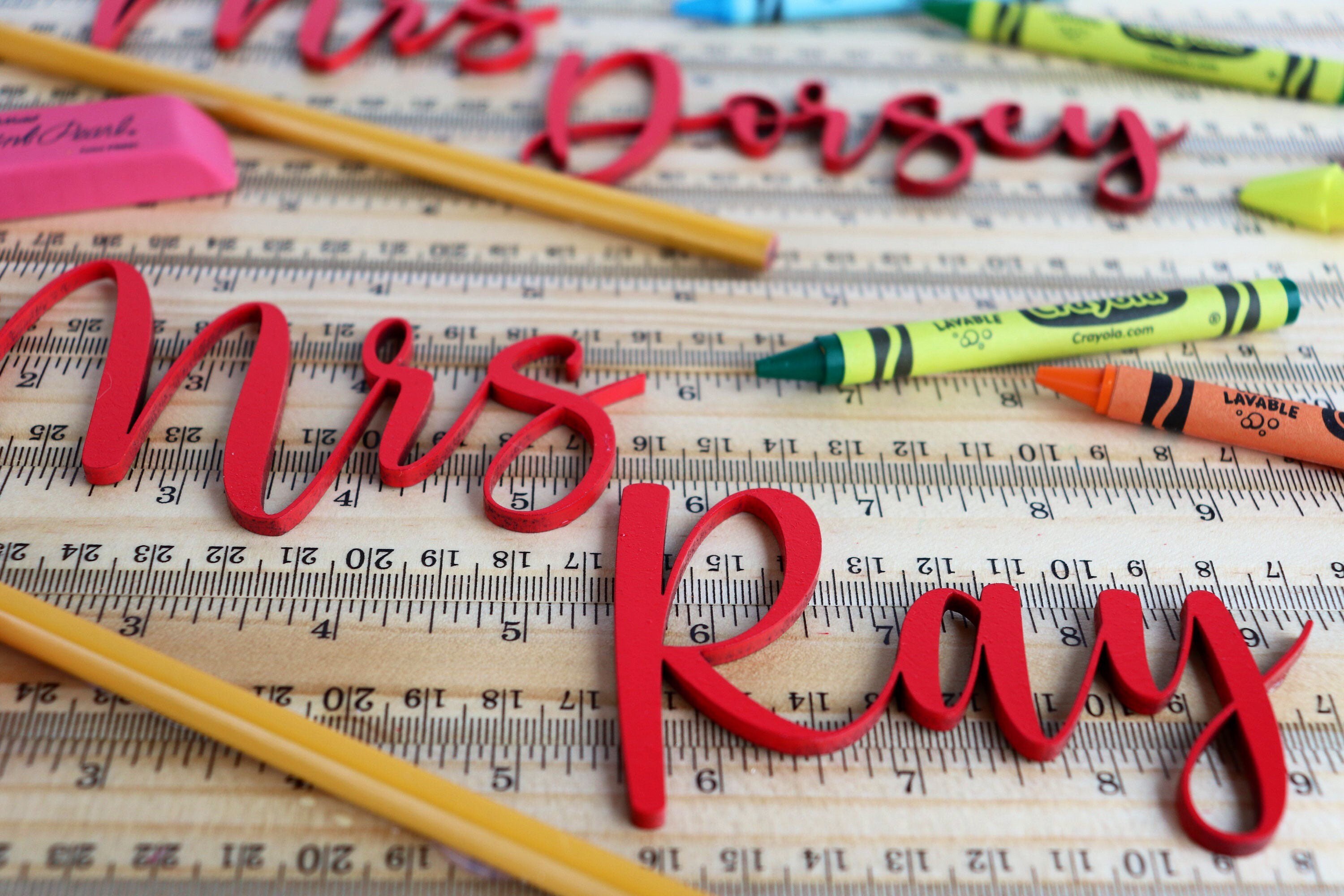 Teacher Name Sign Custom Teacher Ruler Name Sign Teacher | Etsy