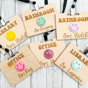 Personalized Wooden Hall Pass: Teacher Classroom Accessories