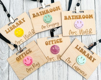 Personalized Wooden Hall Pass: Teacher Classroom Accessories