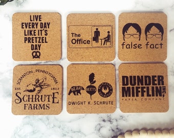 The Office Coasters - The Office Fan Gift - The Office Gift Set - The Office Gift - Custom Engraved Cork Coaster - Cork coaster