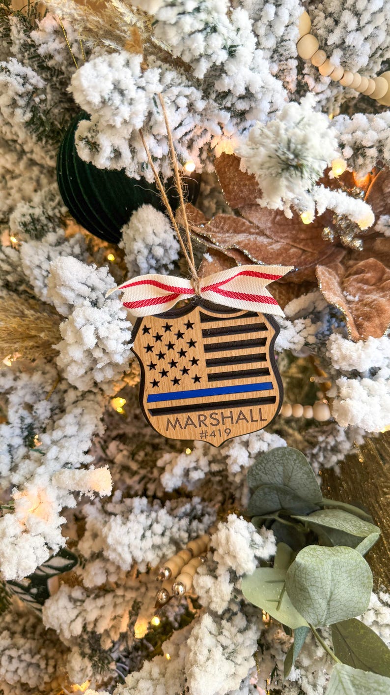 Personalized Law Enforcment Ornament Blue Line First Responder Ornament