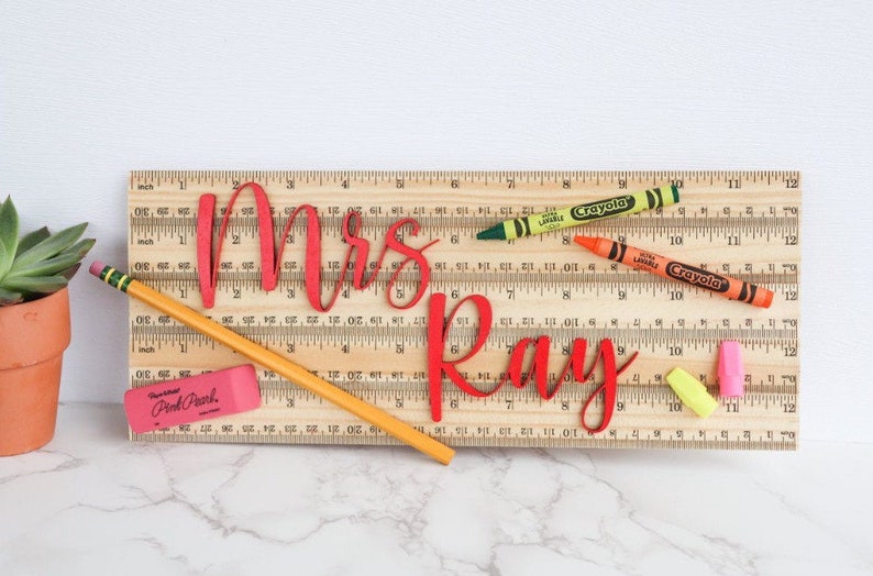Teacher Name Sign Custom Teacher Ruler Name Sign Teacher | Etsy