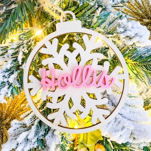 Custom Wooden Snowflake Ornament | Personalized Name Gift