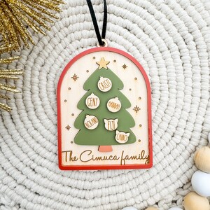 Family Christmas Tree Ornament - Family Ornament - Family Christmas Gift - Wood/Acrylic Christmas Tree Family Gift