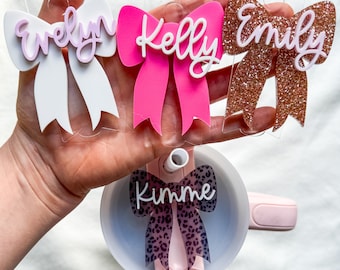 Personalized Bow Name Plate Tag: Stanley Tumbler Accessory