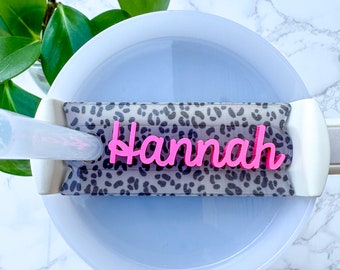 Personalized Leopard Tumbler Name Plate: Stanley 40oz/30oz Lid Tag